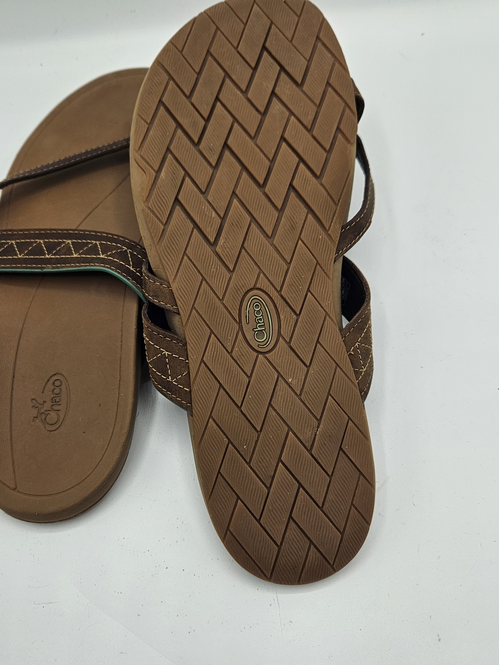 Chaco Brown Men's Slide Sandals with Contrast Stitching